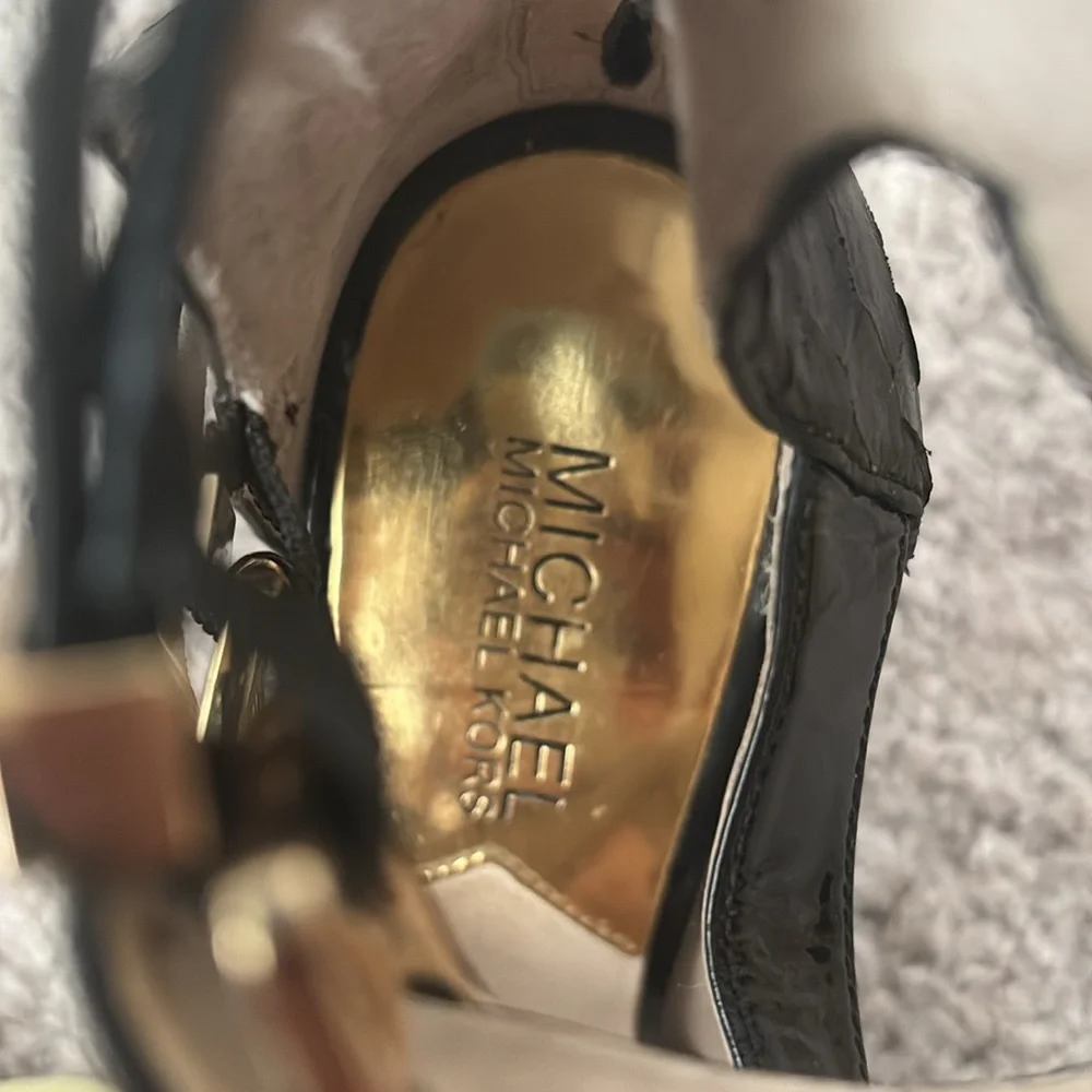 Michael Kors Black Patent Leather Strappy Stiletto Sandals- Tamara Open Toe - Picture 4 of 6